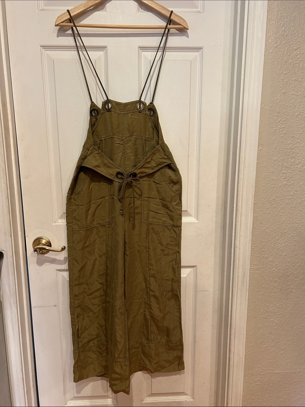 Anthropologie Heihei Olive Green Utility Jumpsuit with Adjustable Drawstring